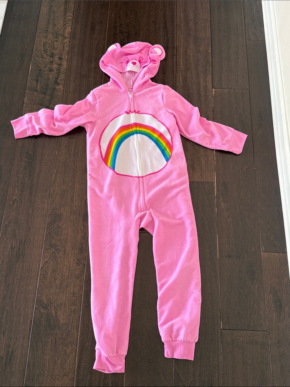 Care Bears Pink Hooded Rainbow One-Piece Union Suit! Size 6/6x